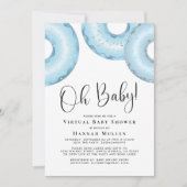 Donuts Virtual Baby shower Blue Invitation Kaart (Voorkant)