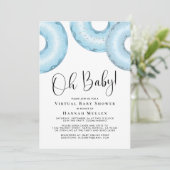 Donuts Virtual Baby shower Blue Invitation Kaart (Staand voorkant)