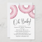 Donuts Virtual Baby shower Pink-uitnodiging Kaart (Voorkant)