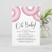 Donuts Virtual Baby shower Pink-uitnodiging Kaart (Staand voorkant)