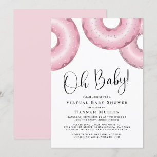 Donuts Virtual Baby shower Pink-uitnodiging Kaart