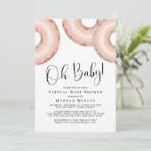 Donuts Virtual Baby shower Roos Gold Invitation Kaart (Staand voorkant)