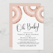 Donuts Virtual Baby shower Roos Gold Invitation Kaart (Voorkant / Achterkant)