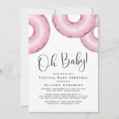 Donuts Virtual Baby Sprinkle Pink Invitation Kaart (Voorkant)