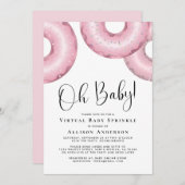 Donuts Virtual Baby Sprinkle Pink Invitation Kaart (Voorkant / Achterkant)