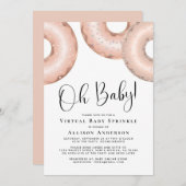 Donuts Virtual Baby Sprinkle Roos Gold Invitation Kaart (Voorkant / Achterkant)