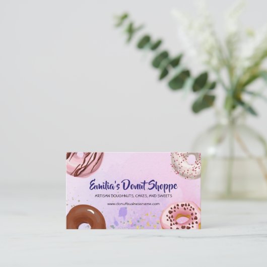 Donuts Waterverf Visitekaartje (Staand voorkant)