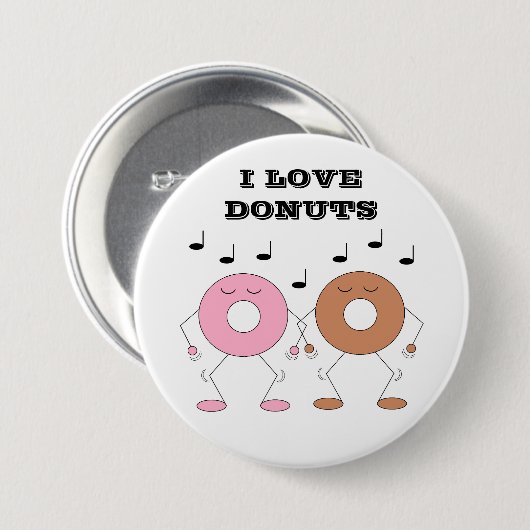 Donuts White dansen Ronde Button 7,6 Cm (Voorkant /achterkant)