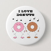 Donuts White dansen Ronde Button 7,6 Cm (Voorkant)