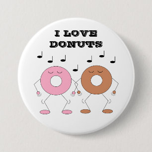 Donuts White dansen Ronde Button 7,6 Cm
