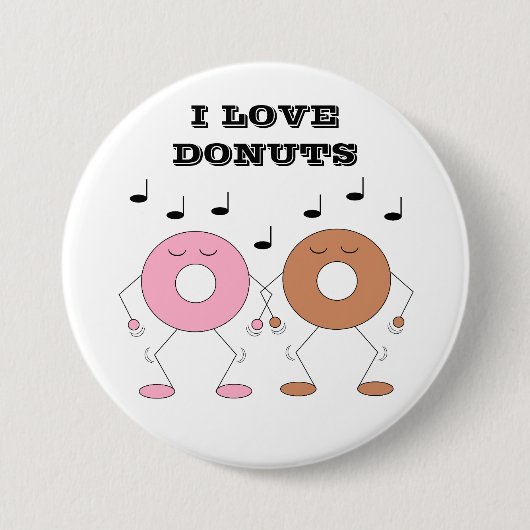 Donuts White dansen Ronde Button 7,6 Cm (Voorkant)