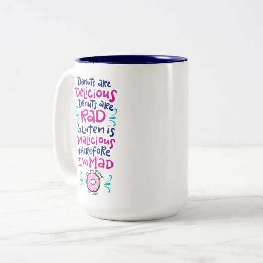 Donuts zijn heerlijk tweekleurige koffiemok (Voorkant links)