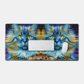 donzige blauwe tijgerkat bureaumat (Keyboard & Muis)