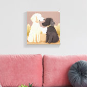 donzige honden | Pet Waterverf schilderij Canvas Afdruk (Insitu (Woonkamer))