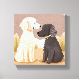 donzige honden | Pet Waterverf schilderij Canvas Afdruk
