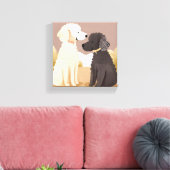 donzige honden | Pet Waterverf schilderij Canvas Afdruk (Insitu (Woonkamer))