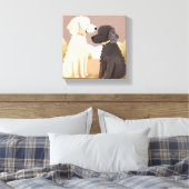 donzige honden | Pet Waterverf schilderij Canvas Afdruk (Insitu (Slaapkamer))