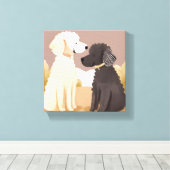 donzige honden | Pet Waterverf schilderij Canvas Afdruk (Insitu (Houten vloer))