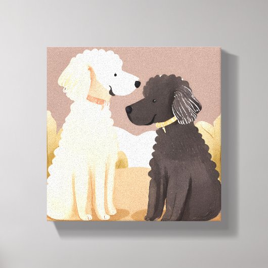 donzige honden | Pet Waterverf schilderij Canvas Afdruk (Voorkant)