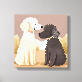 donzige honden | Pet Waterverf schilderij Canvas Afdruk