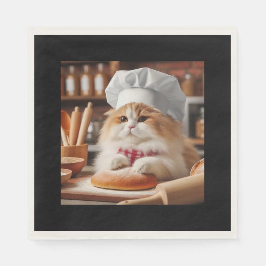 donzige kat die brood bakt servet (Voorkant)