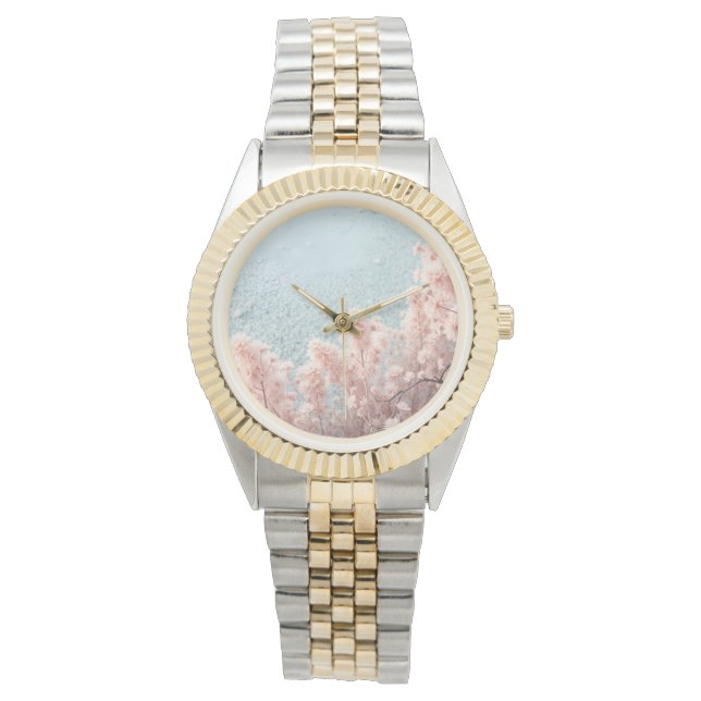 donzige kleine bloemen pols horloge (Voorkant)