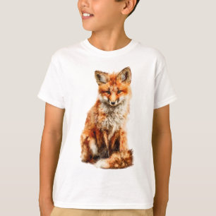 Donzige Oranje Rode Vos Zittend in het Bos Kindere T-shirt