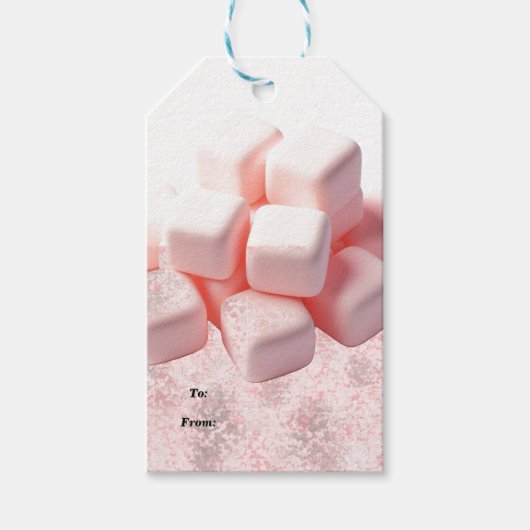 donzige roze marshmallows cadeaulabel (Voorkant)