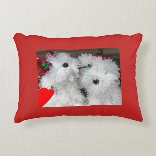 **DONZIGE WITTE PUPPY'S** KERST ACCENT KUSSEN (Voorkant)