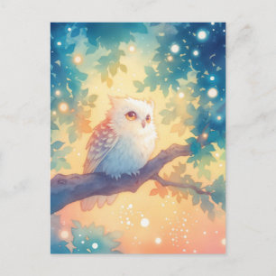 Donzige Witte Uil in Magisch Woud Briefkaart