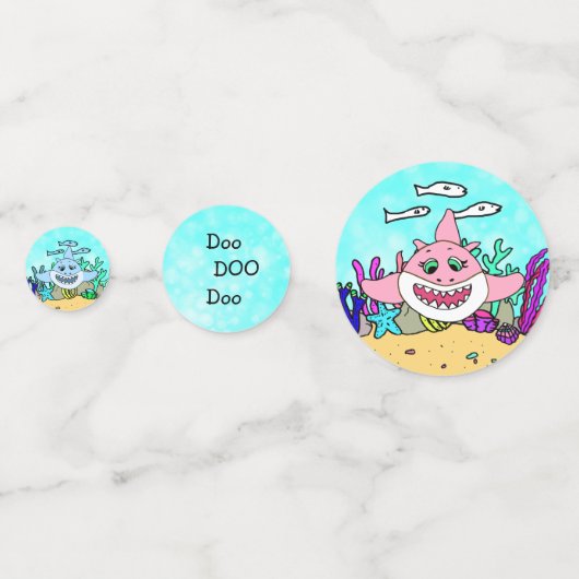 Doo Doo Doo Baby Shark verjaardagsfeestje Confetti (Achterkanten)