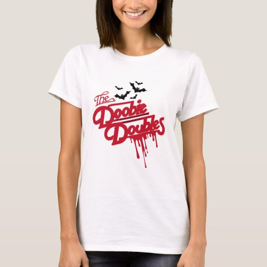 Doobie Dubbele Vleermuizen & Bloed Halloween T-shi T-shirt (Voorkant)