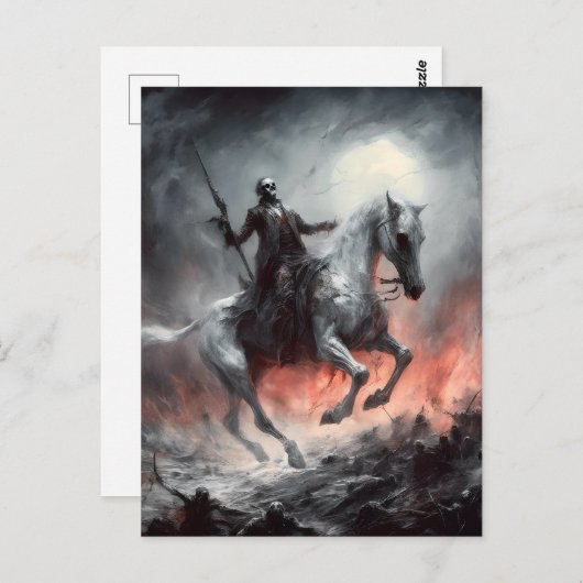 Dood aan een Bleke Paard Macabre AI Art Briefkaart (Voorkant / Achterkant)