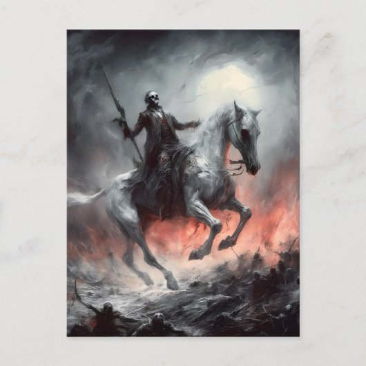 Dood aan een Bleke Paard Macabre AI Art Briefkaart (Voorkant)