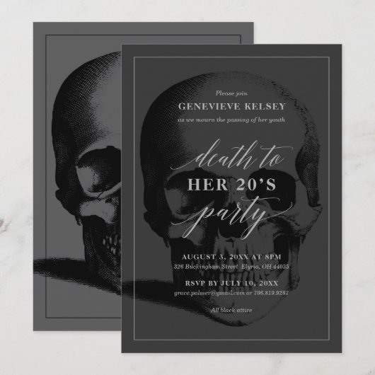 Dood aan je 20's party uitnodiging (Voorkant / Achterkant)