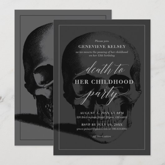 Dood aan je kindertijd 13e verjaardag kaart (Voorkant / Achterkant)