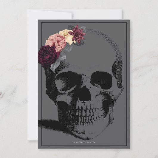 Dood aan je partijuitnodiging met bloemen kaart (Achterkant)