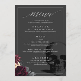 Dood aan mijn 20-er jaren 30e verjaardag diner men menu
