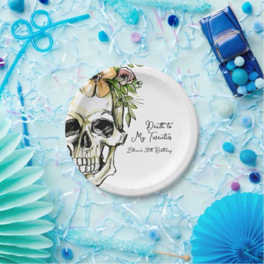 Dood aan mijn 20e verjaardag schedel papieren bordje (Feest)