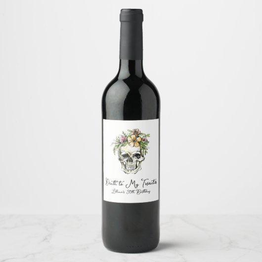 Dood aan mijn 20e verjaardag Skull Wine Label Wijn Etiket (Voorkant)