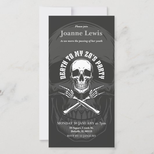 Dood aan mijn 20e verjaardag uitnodiging, 30e verj (Voorkant)