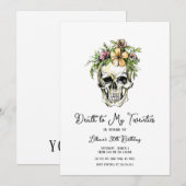 Dood aan mijn 20s Floral Skull Invitation Kaart (Voorkant / Achterkant)