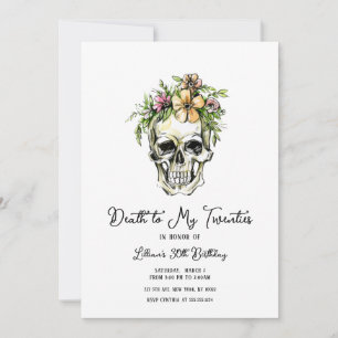Dood aan mijn 20s Floral Skull Invitation Kaart
