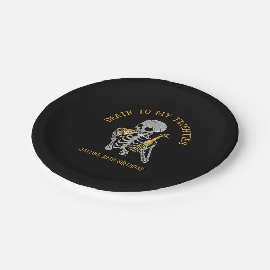 Dood aan mijn 20s Skeleton Papieren Bordje (Gekanteld)