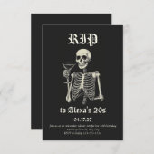 Dood aan mijn 20s verjaardag uitnodiging | skelet (Voorkant / Achterkant)