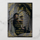 Dood aan mijn 30 Gothic Coffin verjaardagsfeestje Folie Uitnodiging (Voorkant)