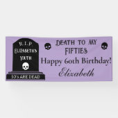 Dood aan mijn 50s Paarse en zwarte 60e verjaardags Spandoek (Horizontaal)