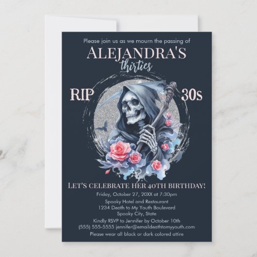 Dood aan mijn jeugd Grim Reaper 40e verjaardagsfee Kaart (Voorkant)