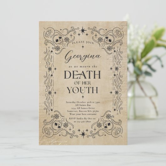 Dood aan mijn jeugd Halloween RIP Jeugd Verjaardag Kaart (Staand voorkant)