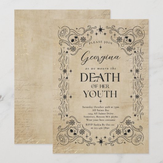 Dood aan mijn jeugd Halloween RIP Jeugd Verjaardag Kaart (Voorkant / Achterkant)